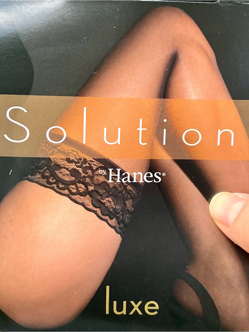 NIP Hanes Lace Top Thigh High Pantyhose Cashmere Sheer Leg Black S